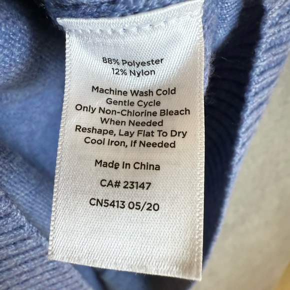 Blue Knit Poncho with Bow Detail Talbots L - Picture 4 of 7